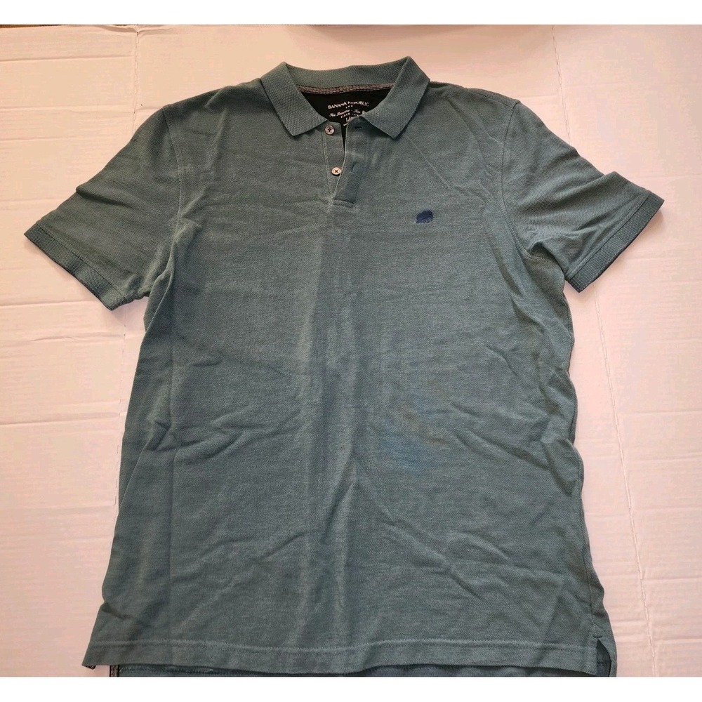 Banana Republic Pique Polo Shirt Large Organic Cotton Light Green Short Sleeve
